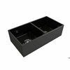 Bocchi Contempo Farmhouse Apron Front Fireclay 36 in. Double Bowl Kitchen Sink in Black 1350-005-0120